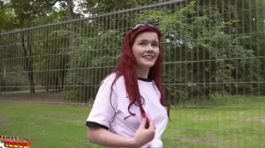 GERMAN SCOUT – Redhead Football Fan Mia May Pickup for Public Anal Fuck at Public Viewing