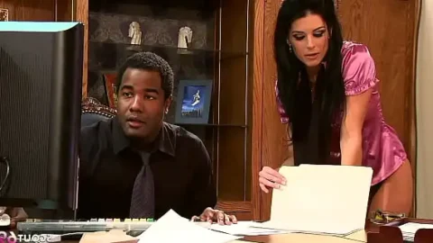 skinny secretary in stockings seduce her big cock black boss to interracial anal fuck 1733433426